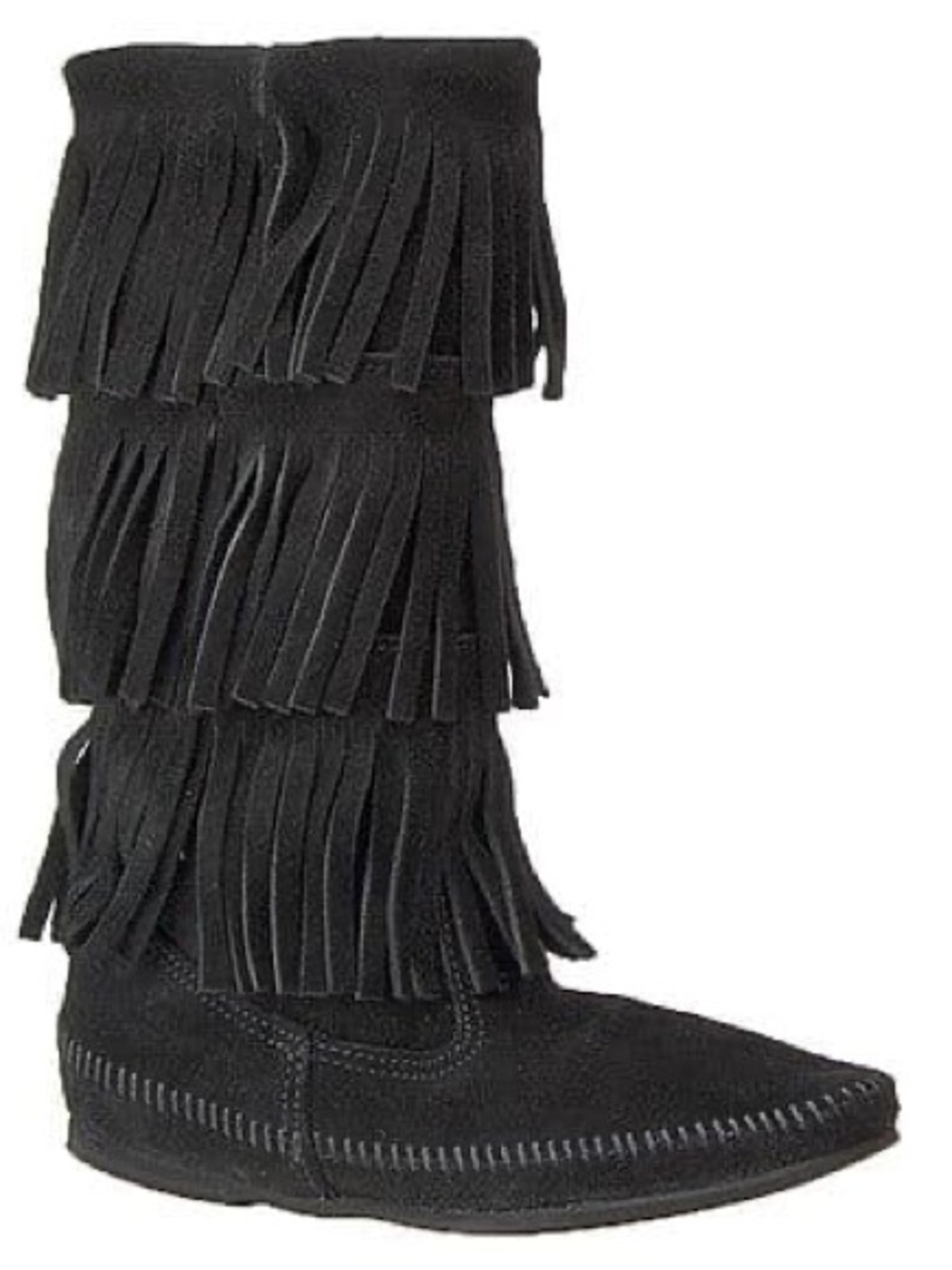 Minnetonka Fringe Tall Suede Moccasin Boots - Size 8